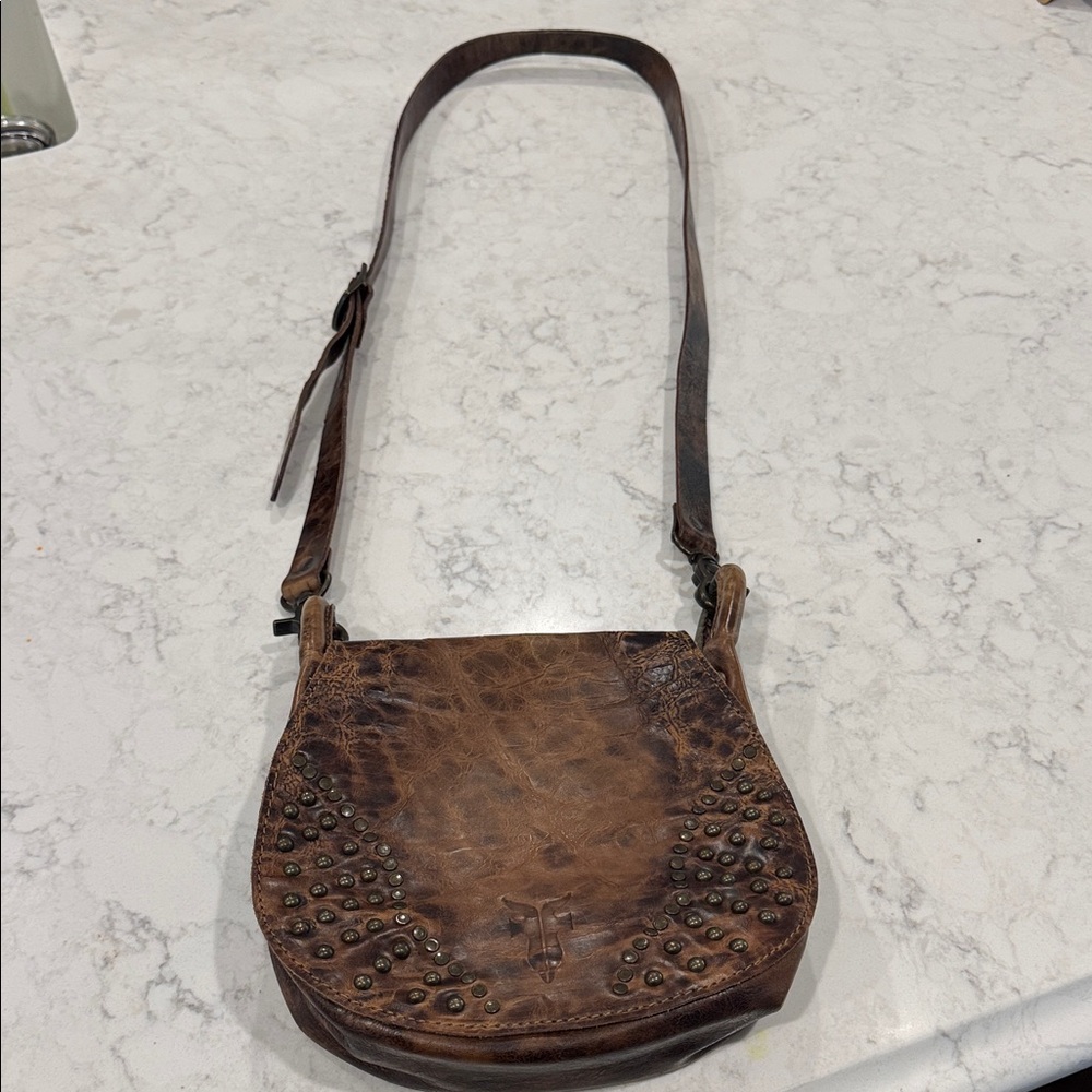 Frye Brown Leather Studded Crossbody Bag
